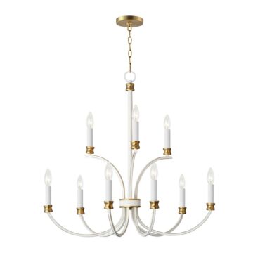 Charlton Nine Light Chandelier in Weathered White Gold Leaf by Maxim