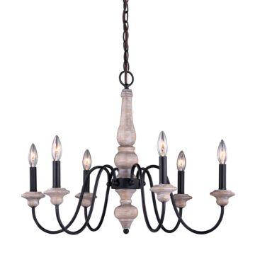 Georgetown 6-Light Chandelier in Vintage Ash and Oil Burnished Bronze