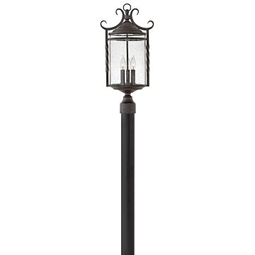 Hinkley Casa 3-Light Outdoor Light In Olde Black With Clear Seedy Glass