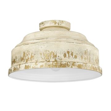 Keating AI Three Light Flush Mount in Antique Ivory by Golden