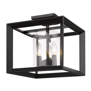 Smyth BLK Three Light Semi Flush Mount in Matte Black by Golden