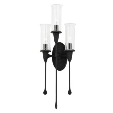 Chisel Three Light Wall Sconce in Black Iron by Hudson Valley