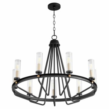 Empire Nine Light Chandelier in Textured Black  Aged Brass by Quorum International