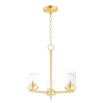 Corona Three Light Chandelier in Satin Brass by Maxim
