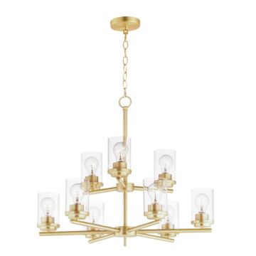 Corona Nine Light Chandelier in Satin Brass by Maxim