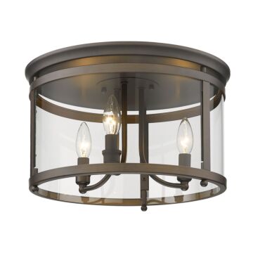Payton RBZ Three Light Flush Mount in Rubbed Bronze by Golden