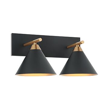 Bliss Two Light Wall Sconce in Aged Gold Brass   Matte Black by Matteo Lighting