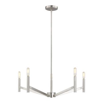 Vector Five Light Chandelier in Brushed Nickel by Visual Comfort Studio