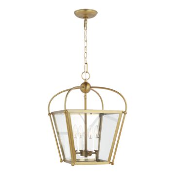 Charleston Four Light Lantern in Satin Brass by Visual Comfort Studio