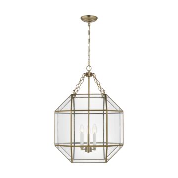 Morrison Three Light Lantern in Satin Brass by Visual Comfort Studio