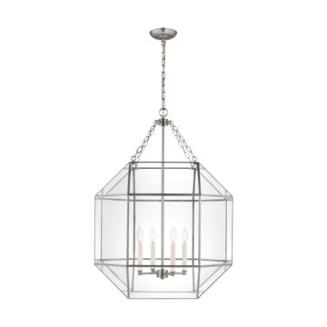 Morrison Four Light Lantern in Brushed Nickel by Visual Comfort Studio