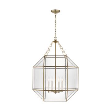 Morrison Four Light Lantern in Satin Brass by Visual Comfort Studio