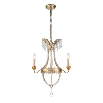 Louis 3-Light Mini Chandelier in Distressed Silver and Gold