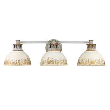 Kinsley Three Light Bath Vanity in Aged Galvanized Steel by Golden