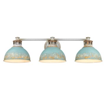 Kinsley Three Light Bath Vanity in Aged Galvanized Steel by Golden