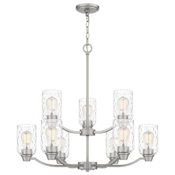 Acacia Nine Light Chandelier in Brushed Nickel by Quoizel