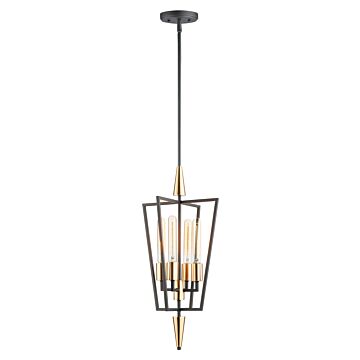 Wings Four Light Pendant in Black   Satin Brass by Maxim