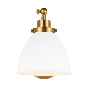 Wellfleet One Light Wall Sconce in Matte White and Burnished Brass by Visual Comfort Studio