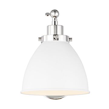 Wellfleet One Light Wall Sconce in Matte White and Polished Nickel by Visual Comfort Studio