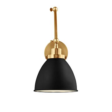 Wellfleet One Light Wall Sconce in Midnight Black and Burnished Brass by Visual Comfort Studio
