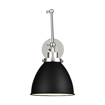 Wellfleet One Light Wall Sconce in Midnight Black and Polished Nickel by Visual Comfort Studio