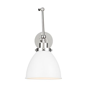 Wellfleet One Light Wall Sconce in Matte White and Polished Nickel by Visual Comfort Studio