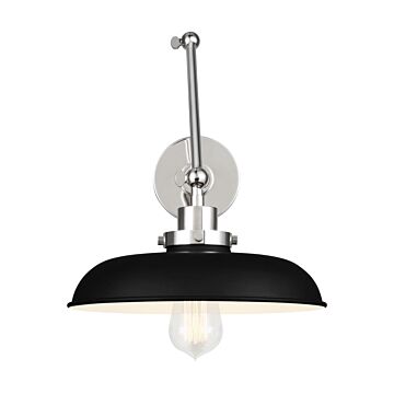 Wellfleet One Light Wall Sconce in Midnight Black and Polished Nickel by Visual Comfort Studio
