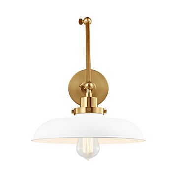 Wellfleet One Light Wall Sconce in Matte White and Burnished Brass by Visual Comfort Studio
