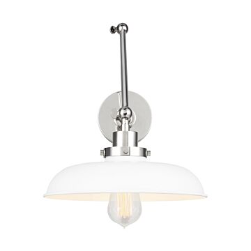 Wellfleet One Light Wall Sconce in Matte White and Polished Nickel by Visual Comfort Studio