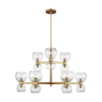 Londyn 18 Light Chandelier in Burnished Brassith Clear Glass by Visual Comfort Studio