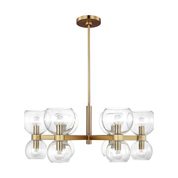Londyn Six Light Chandelier in Burnished Brassith Clear Glass by Visual Comfort Studio