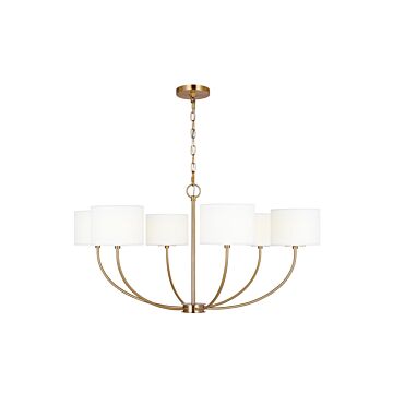 Sawyer Six Light Chandelier in Burnished Brass by Visual Comfort Studio