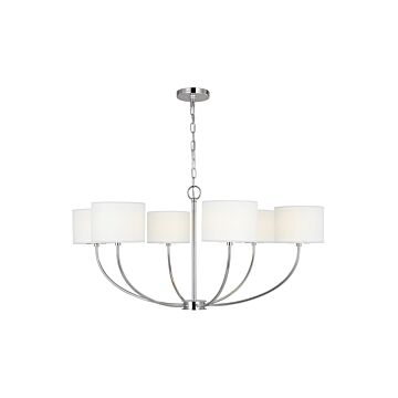 Sawyer Six Light Chandelier in Polished Nickel by Visual Comfort Studio