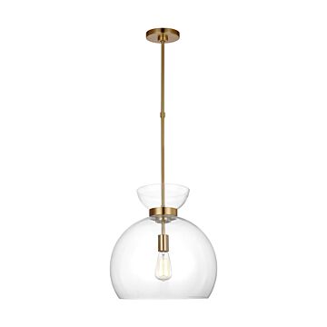 Londyn One Light Pendant in Burnished Brassith Clear Glass by Visual Comfort Studio