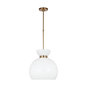 Londyn One Light Pendant in Burnished Brassith Milk White Glass by Visual Comfort Studio