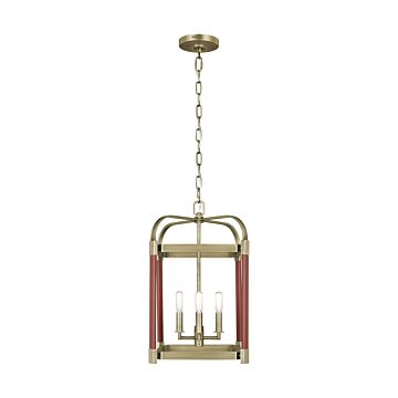 Hadley Four Light Lantern in Time Worn Brass by Visual Comfort Studio