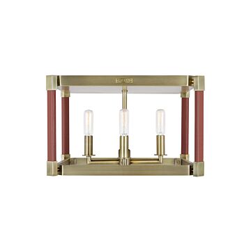 Hadley Four Light Flush Mount in Time Worn Brass by Visual Comfort Studio