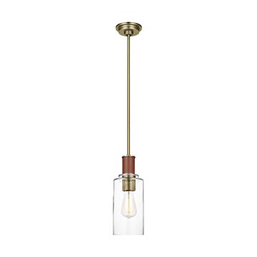 Hadley One Light Pendant in Time Worn Brass by Visual Comfort Studio