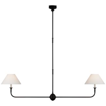 Piaf LED Linear Pendant in Aged Iron and Ebonized Oak by Visual Comfort Signature