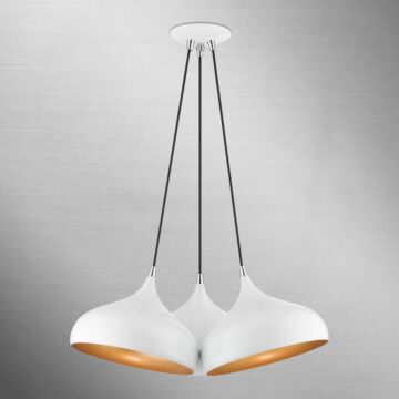 Amador 3-Light Pendant in Shiny White w with Polished Chromes