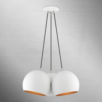 Piedmont 3-Light Pendant in White w with Brushed Nickels