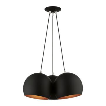 Piedmont 3-Light Pendant in Black w with Brushed Nickels