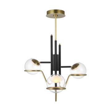 Crosby LED Pendant in Glossy Black Natural Brass by Visual Comfort Modern