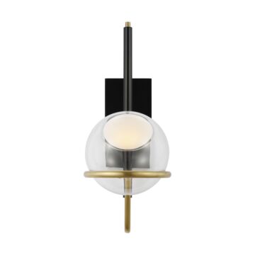 Crosby LED Wall Sconce in Glossy Black Natural Brass by Visual Comfort Modern