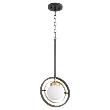 Nimbus One Light Pendant in Textured Black  Aged Brass by Quorum International