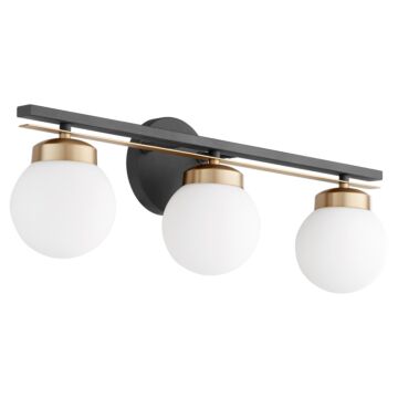 Nimbus Three Light Vanity in Textured Black  Aged Brass by Quorum International