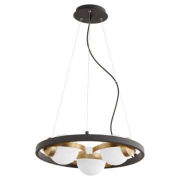 Nimbus Three Light Chandelier in Textured Black  Aged Brass by Quorum International