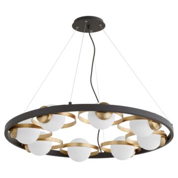 Nimbus Eight Light Chandelier in Textured Black  Aged Brass by Quorum International
