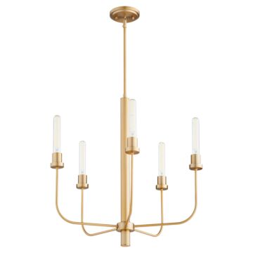 Sheridan Five Light Chandelier in Aged Brass by Quorum International