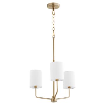 Harmony Three Light Chandelier in Aged Brass by Quorum International
